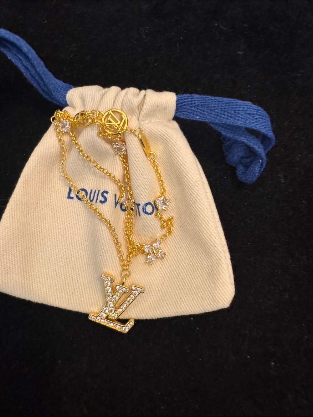 Louis Vuitton Gold Logo Pendant Necklace - Gold